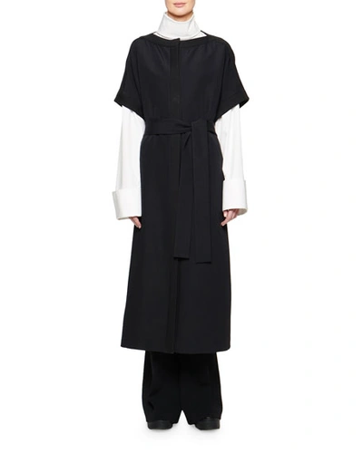 The Row Miriam Short-sleeve Wrap Front Maxi Dress In Black