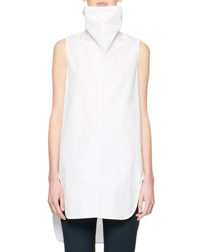 The Row Almora Sleeveless Poplin Turtleneck Top In White