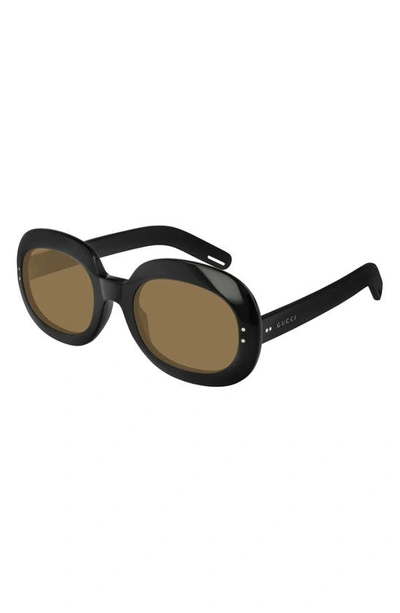 Gucci Round Monochromatic Sunglasses In Black