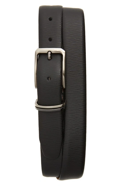 Ted Baker Men's Olivio Woodgrain Detail Leather Belt In Black