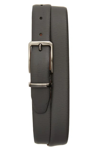 Ted Baker Men's Olivio Woodgrain Detail Leather Belt In Grey