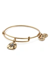 Alex And Ani Sand Dollar Adjustable Wire Bangle In Gold