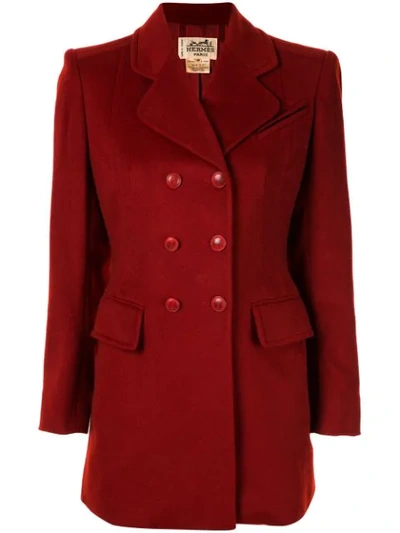 Pre-owned Hermes  Double-breasted Cashmere Blazer In Red