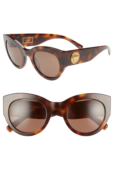 Versace Tribute 51mm Cat Eye Sunglasses - Havana Solid