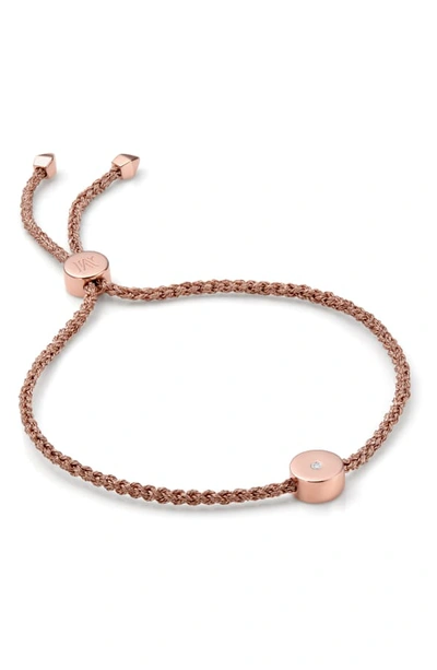 Monica Vinader Linear Solo Diamond Friendship Bracelet In Rose Gold/ Metallica