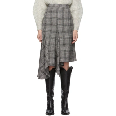 Isabel Marant Plaid Asymmetrical Cotton & Wool Blend Skirt In Bkec Black/