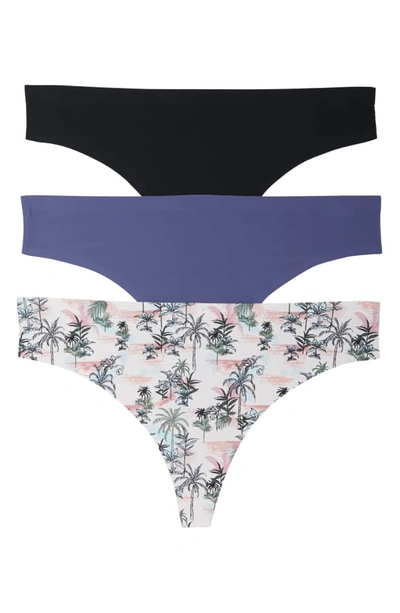 Honeydew Intimates Skinz 3-pack Thong In Black/ Rain Spell/ Hula Palms