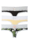 Honeydew Intimates Ahna 3-pack Lace Thong In Bksilvr/honey/bkplum