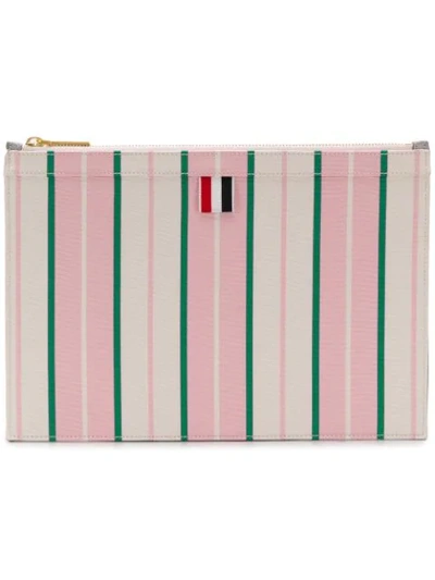 Thom Browne Light Pink Variegated Stripe Pouch