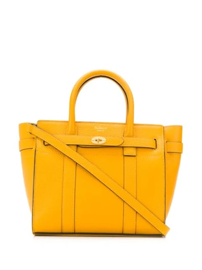Mulberry Mini Zipped Bayswater Leather Tote In Yellow