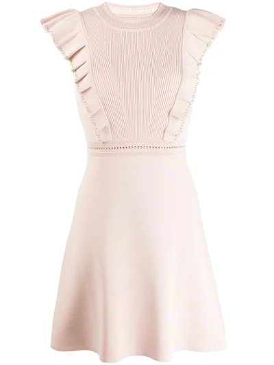 Sandro Ruffled Sleeveless Dress In Neutrals