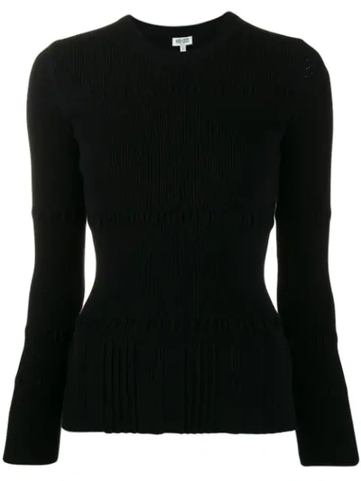Kenzo Ribbed Knit Sweater In Black
