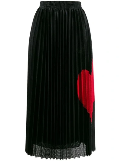 Red Valentino Pleated Heart Skirt In Black