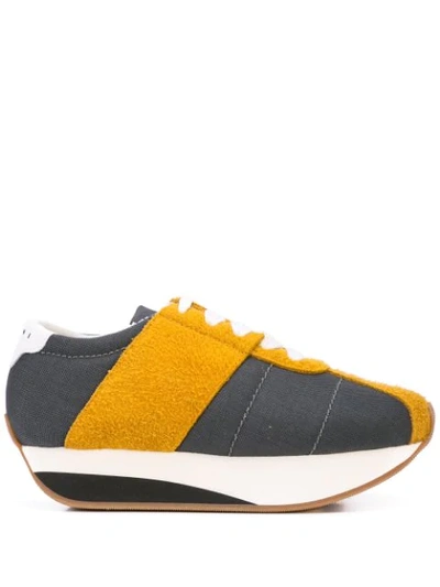 Marni Bigfoot Chunky Sole Sneakers In Yellow ,grey