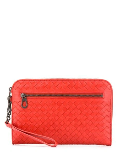 Bottega Veneta Clutch Mit Intrecciato-muster In 6502 Red Vermillon