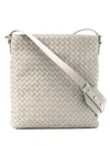 Bottega Veneta Intrecciato Weave Messenger Bag In Grey