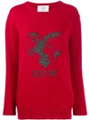 Alberta Ferretti Slogan Embroidered Sweater In Red