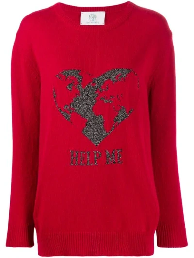 Alberta Ferretti Slogan Embroidered Jumper In Red