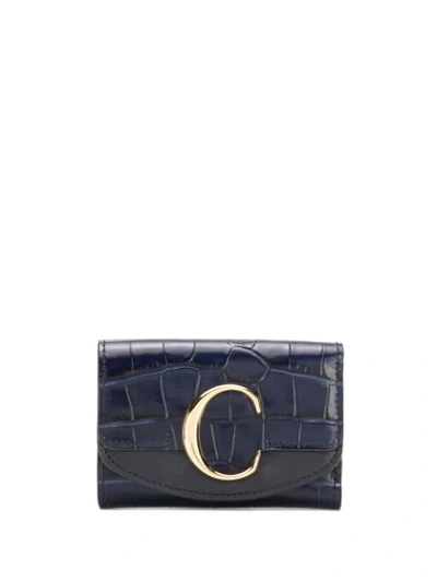 Chloé C Mini Tri-fold Wallet In Blue