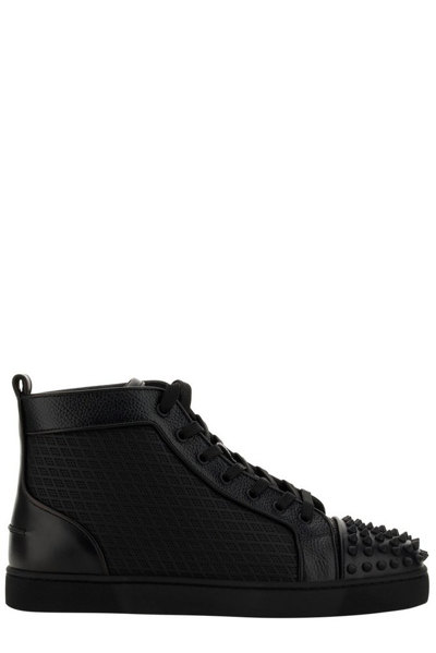 Christian Louboutin Black Lou Spikes High-top Sneakers In Black/black/bk