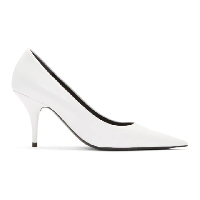Balenciaga Knife Leather Pointed Toe Pumps In White
