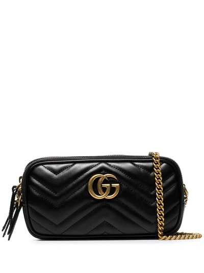 Gucci Gg Marmont Mini Zip-top Camera Case Bag In Nero