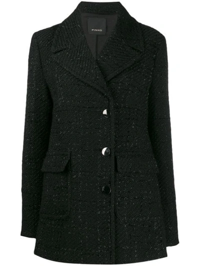 Pinko Sparkle Detail Tweed Jacket In Black