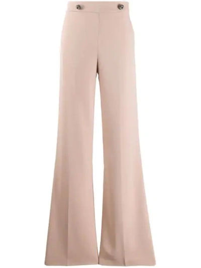 Pinko Button Detail Flare Trousers In Neutrals