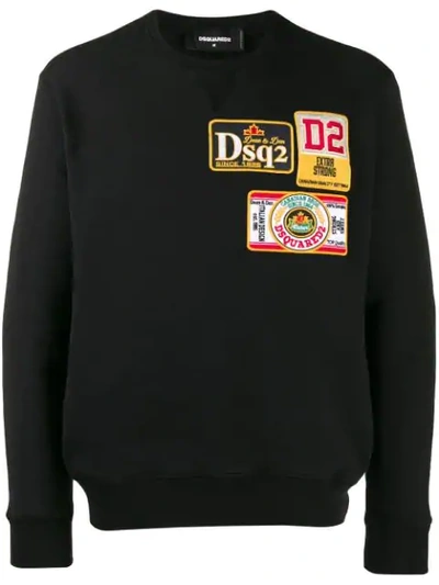 Dsquared2 Embroidered Logo Patch Sweatshirt In Black