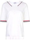 Thom Browne Stripe Detail Polo Shirt In White