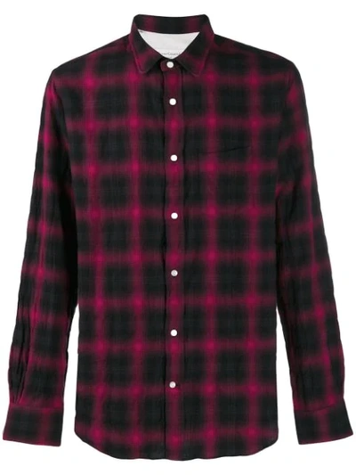 Officine Generale Japanese Shadow Plaid Button Down Shirt In Red
