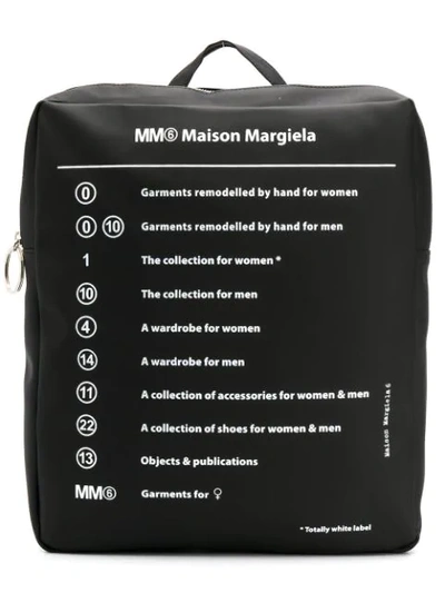 Mm6 Maison Margiela Mm6 Maison Martin Margiela Black Square Signature Backpack In Black / White