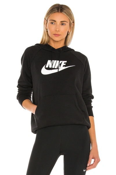 Nike Women's Sportswear Essential Cropped Hoodie In Black/white