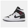 Nike Women's Air Jordan Retro 1 Mid Se Casual Shoes In White / Red Size 8.5 Leather/suede