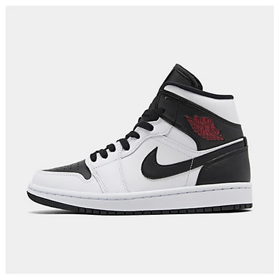 Nike Women's Air Jordan Retro 1 Mid Se Casual Shoes In White / Red Size 8.5 Leather/suede In White / Red