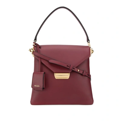 Prada Ingrid Top-handle Leather Tote In Burgundy