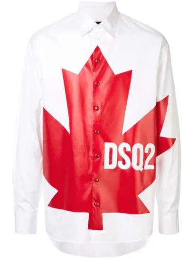 Dsquared2 Maple Leaf White Cotton Shirt