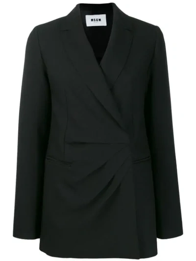 Msgm Double-breasted Blazer In Black