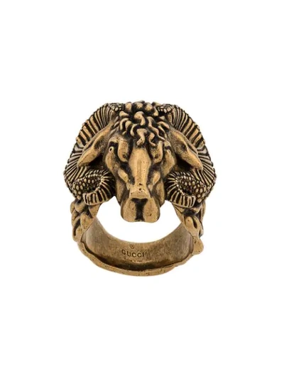 Gucci Aries Motif Statement Ring In Gold