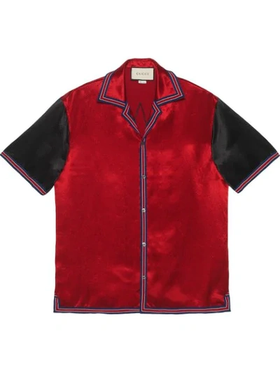 Gucci Acetate Bowling Shirt With Gg Star In Black