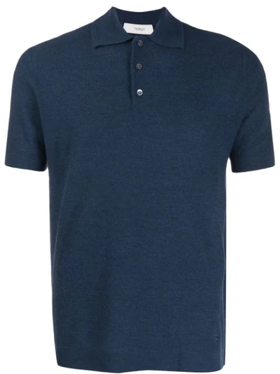 Pringle Of Scotland Knitted Polo T In Steel Blue