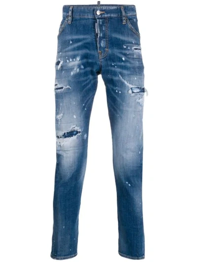 Dsquared2 Slim Distressed Jeans In Blue