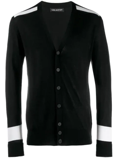 Neil Barrett Stripe Detail Cardigan In Black