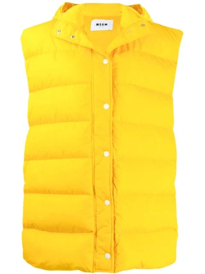 Msgm Sleeveless Puffer Jacket In Yellow
