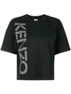 Kenzo Glitter Logo Print T-shirt In Black