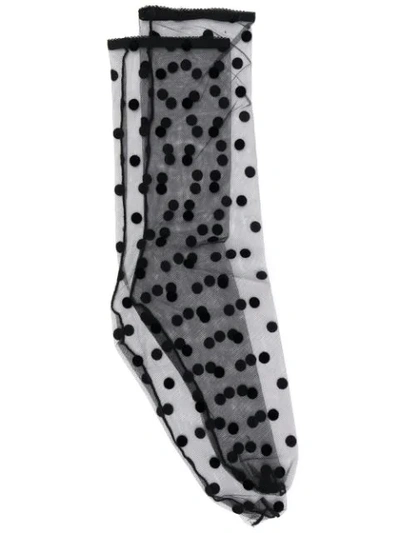 N°21 Nº21 Sheer Polka Dot Stockings - Black