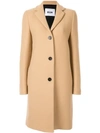 Msgm Single Breasted Coat In Brown