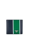 Prada Stripe Logo Wallet - Blau In 蓝色