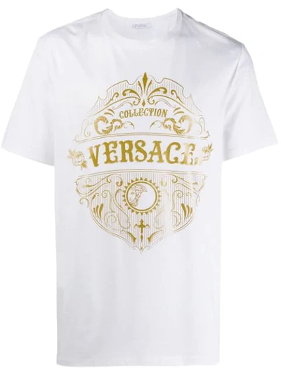 Versace Logo Print T-shirt In White