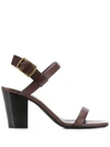 Saint Laurent Oak Leather Sandals In Brown